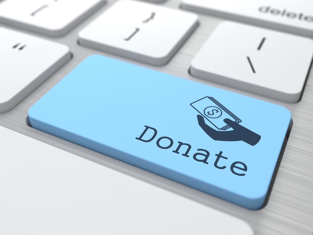 Blue Keyboard Key with the word: Donate